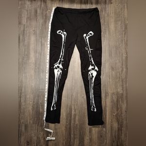 SOLD - Skeleton Print Leggings - nets & spikes - XL - Devil Fashion - Halloween